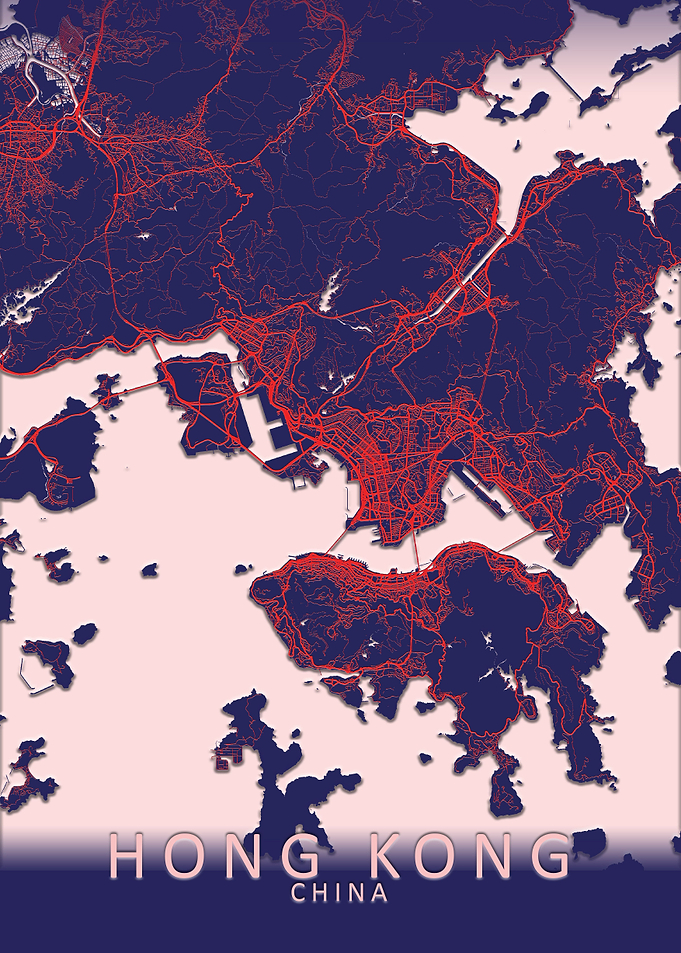 Hong Kong Blue City Map