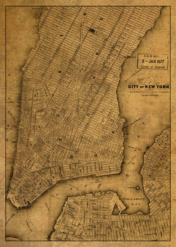 Manhattan Map NY 1860