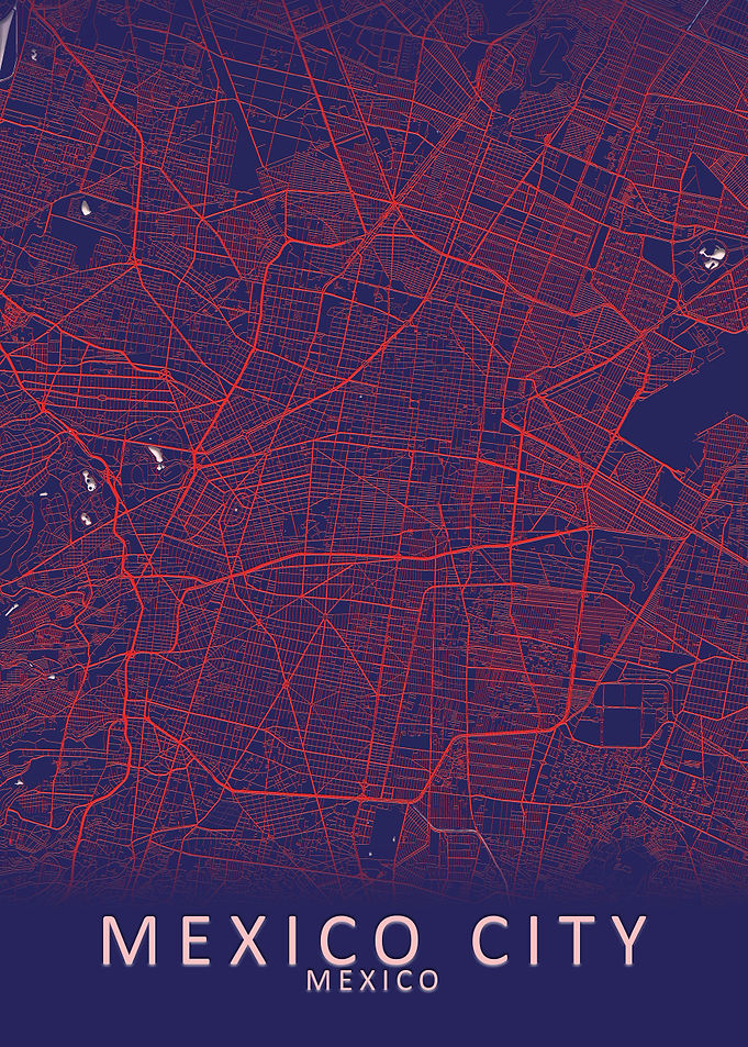 Mexico City Blue City Map