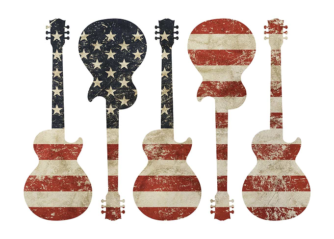 US flag guitar shaped