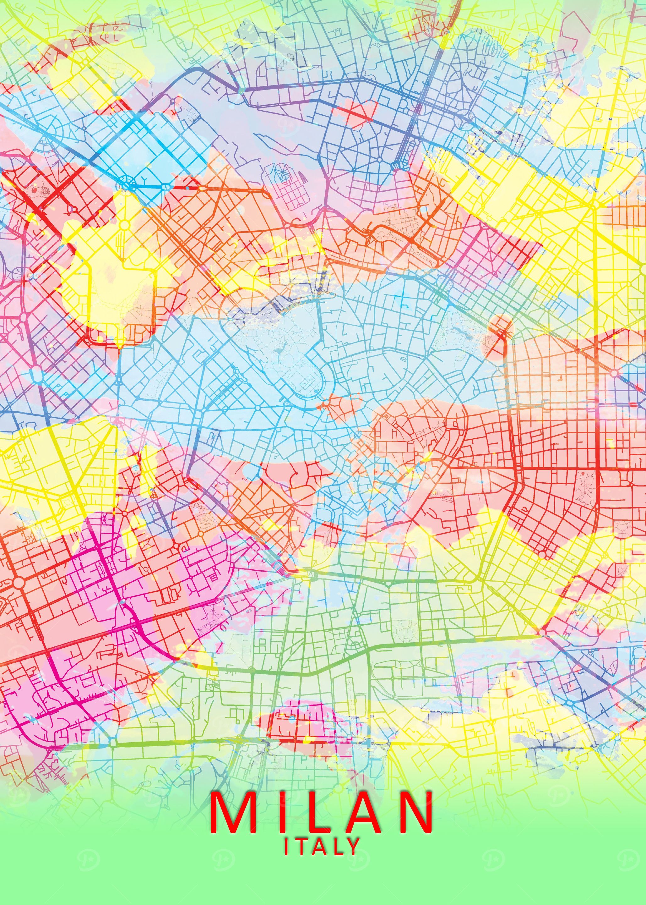 Milan Italy Splash Map