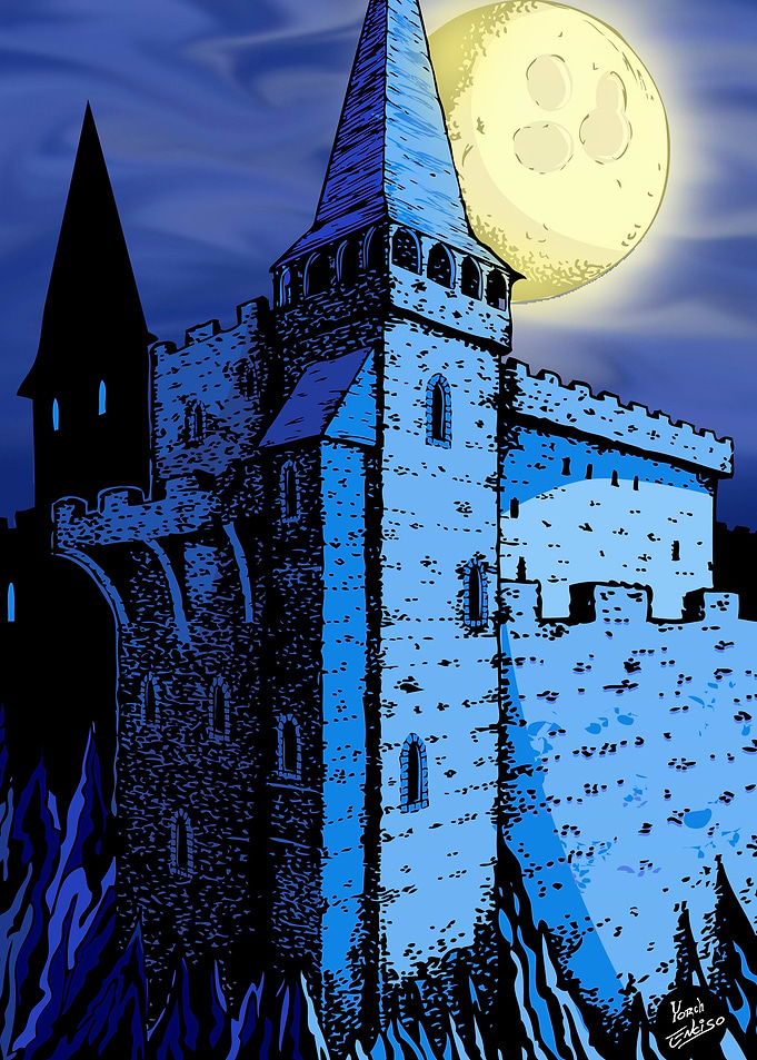 Castle and moon