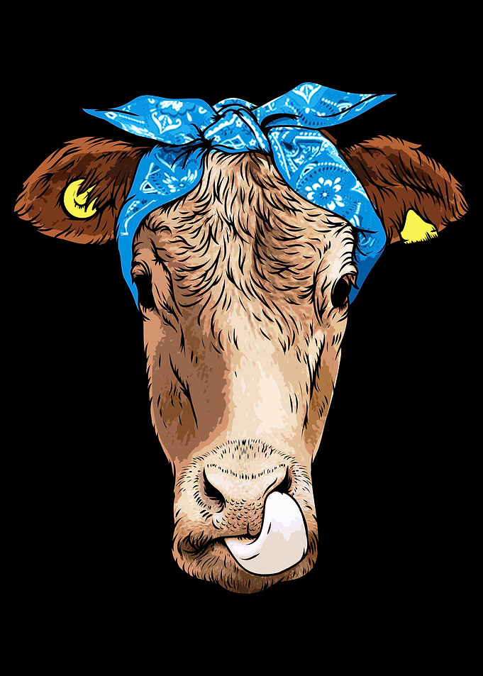 Hipster Cow Farm Animal