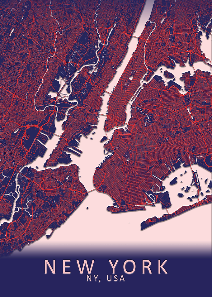 New York Blue City Map