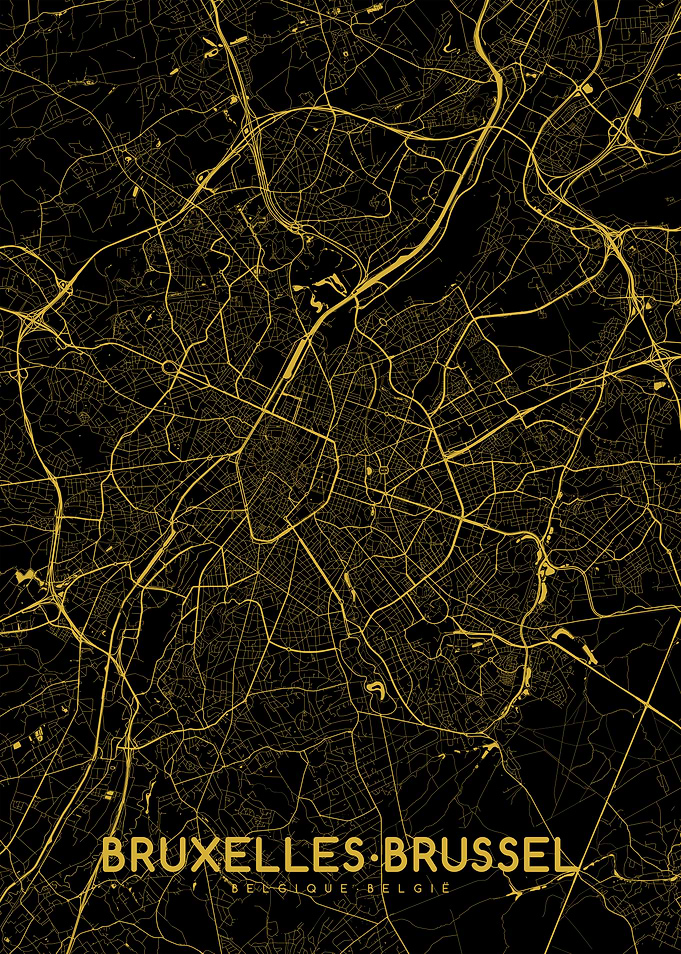 Bruxelles Brussel map gold