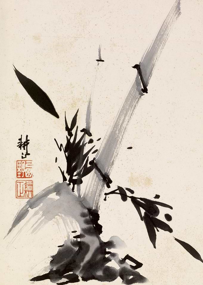 Bamboo with Rock