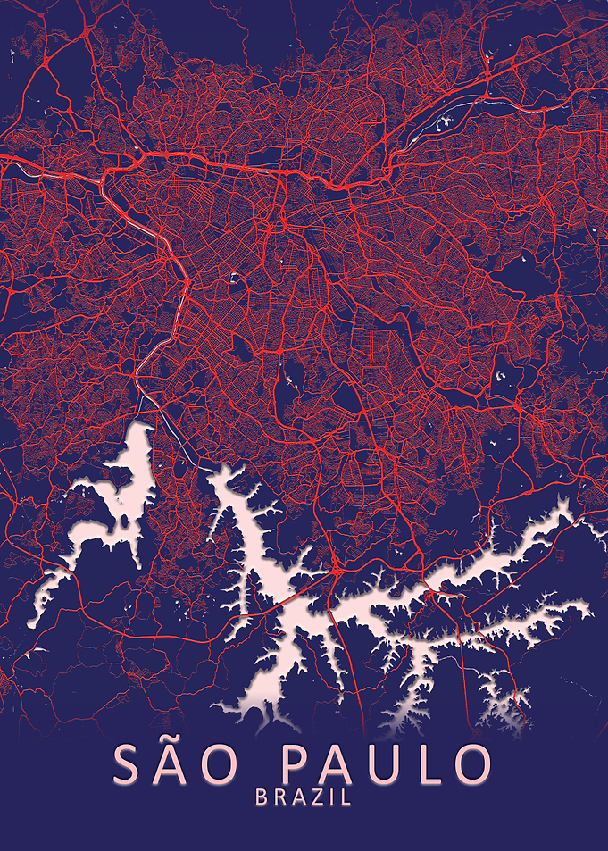 So Paulo Blue City Map
