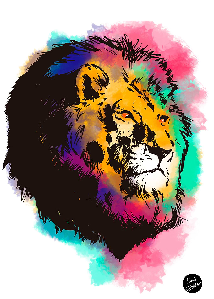 Lion black and color