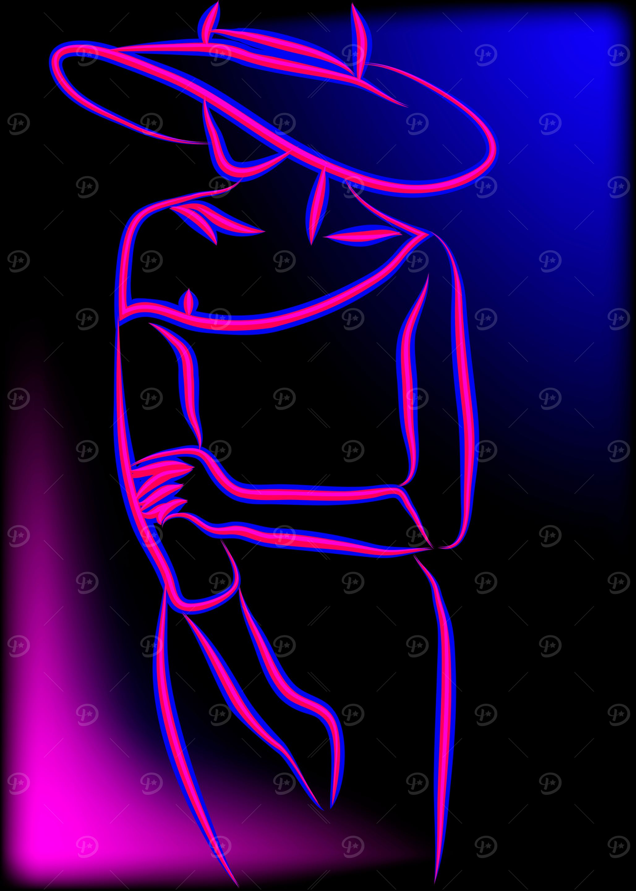 elegant neon silhouettes