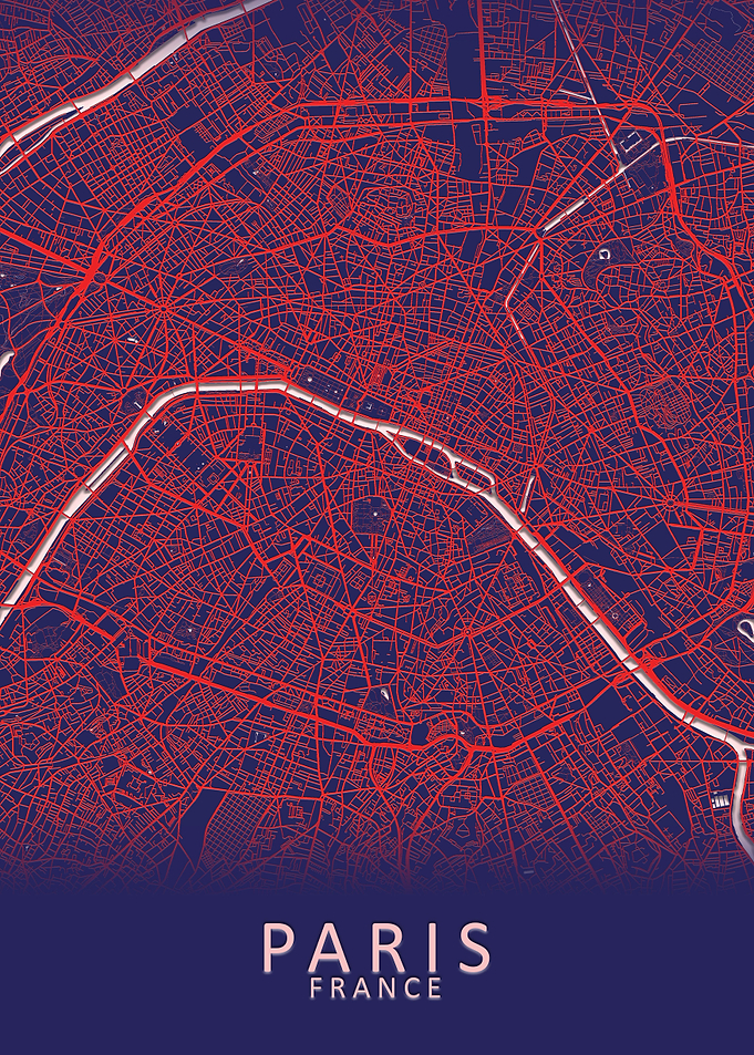 Paris Blue City Map