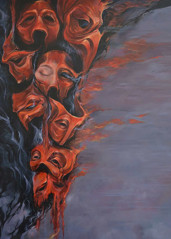 Masks burning up the grey