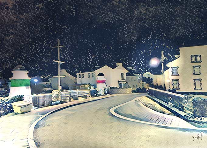 Snow on Laxey New Bridge