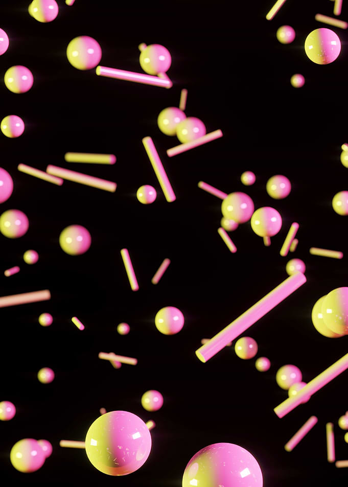 Floating neon figures