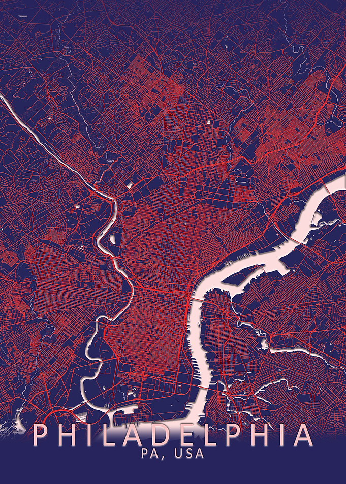 Philadelphia Blue City Map