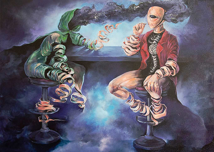 conversation at the bar