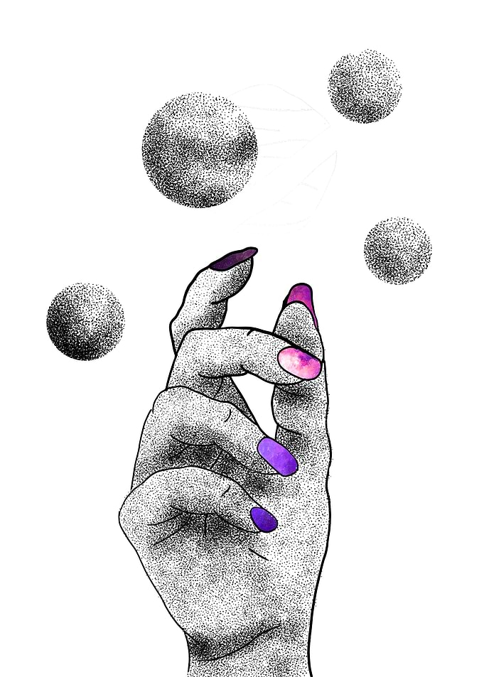 Hand with painted nails