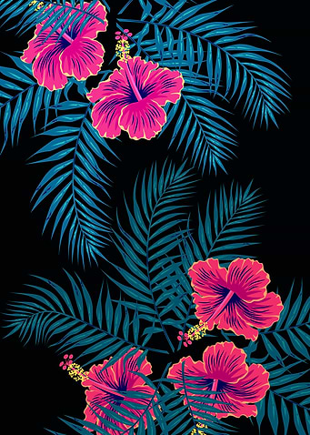 Palm Leaves Hibiscus