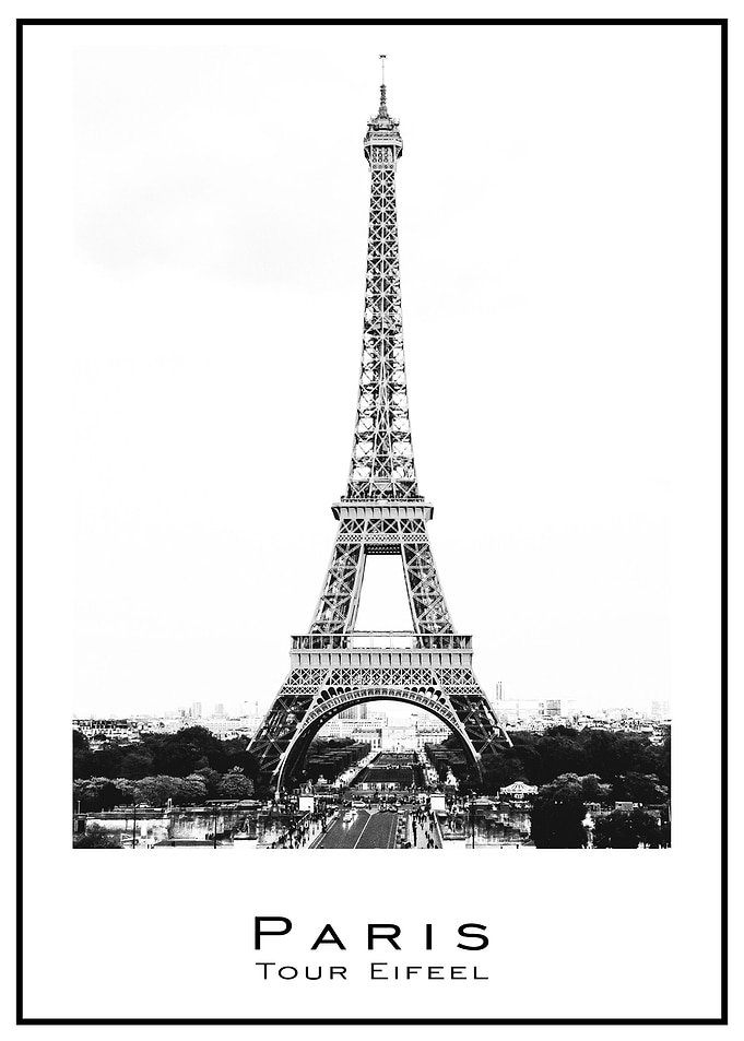 Black n white Paris Eiffel