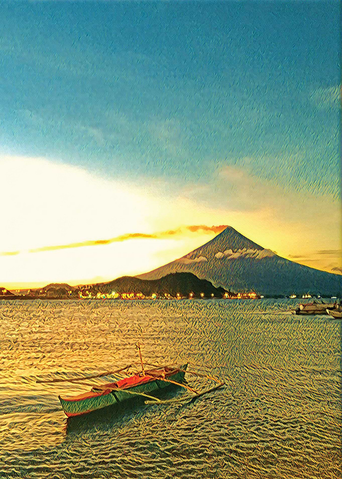 Mayon Volcano at Dusk