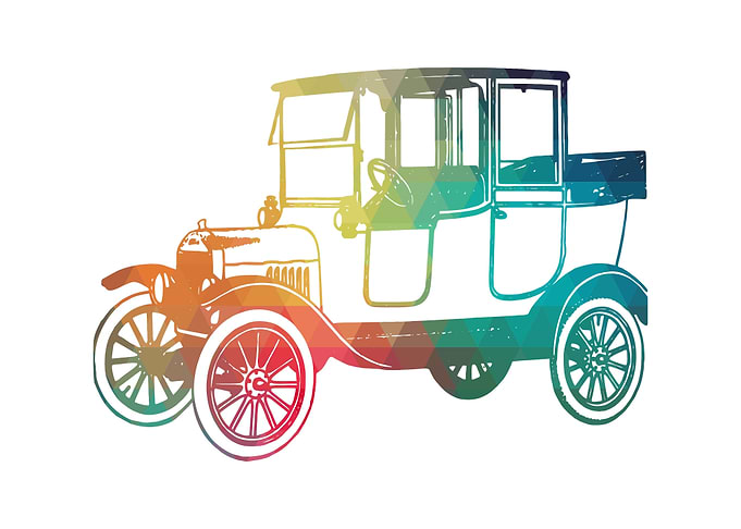 Rainbow old retro car