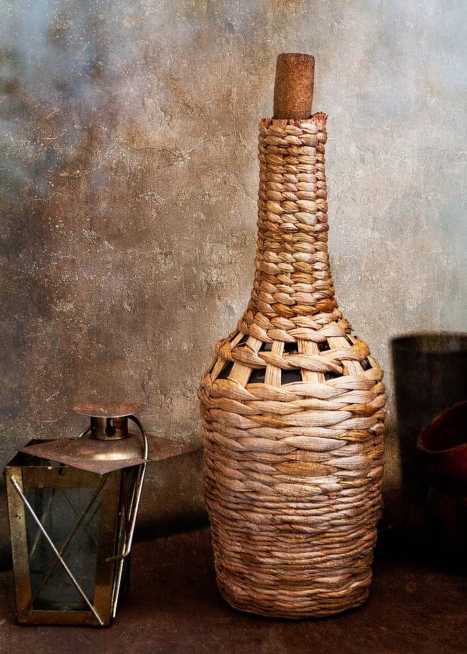 Wine Bottle And A Lantern