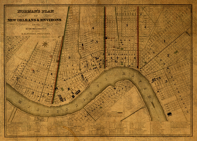 New Orleans Map 1845