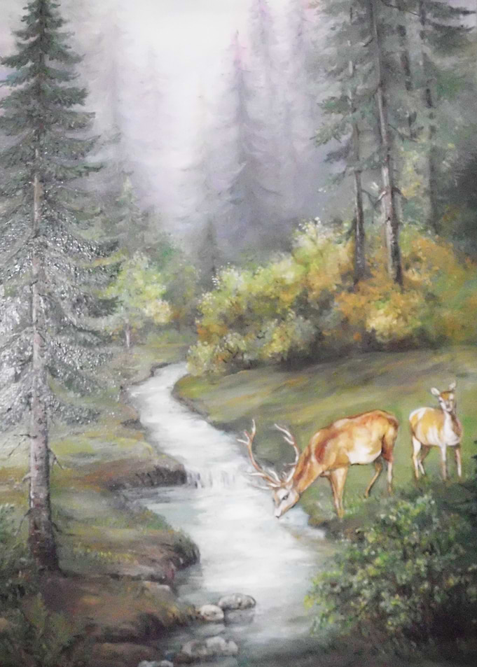 Deers by the water