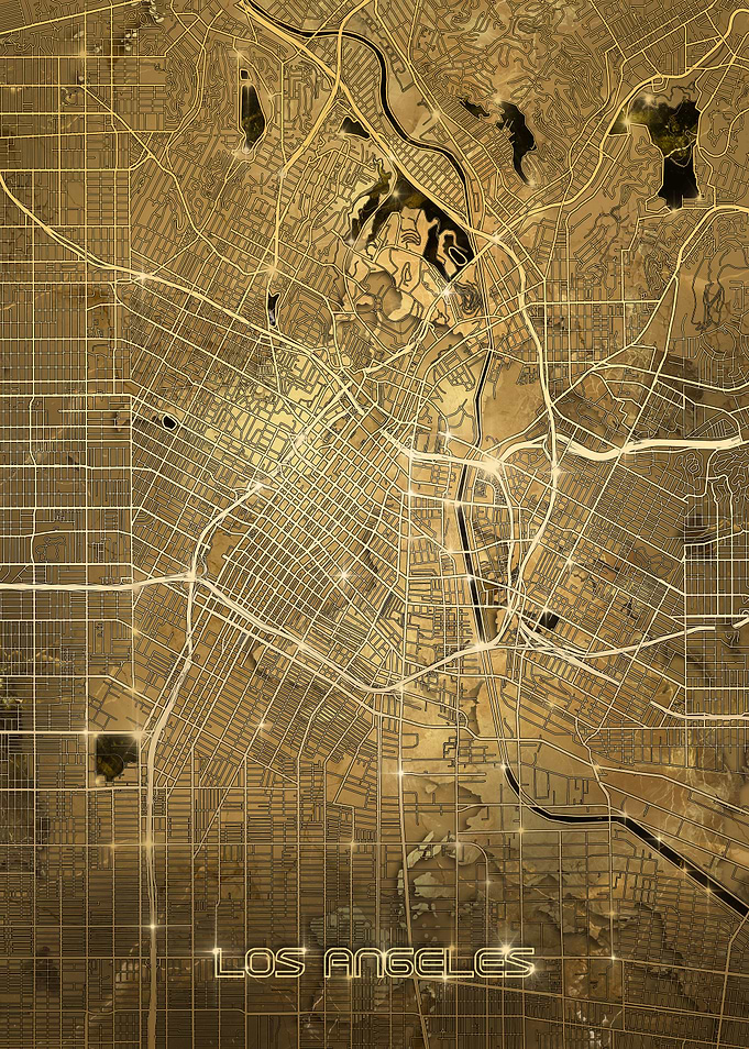 los angeles map gold