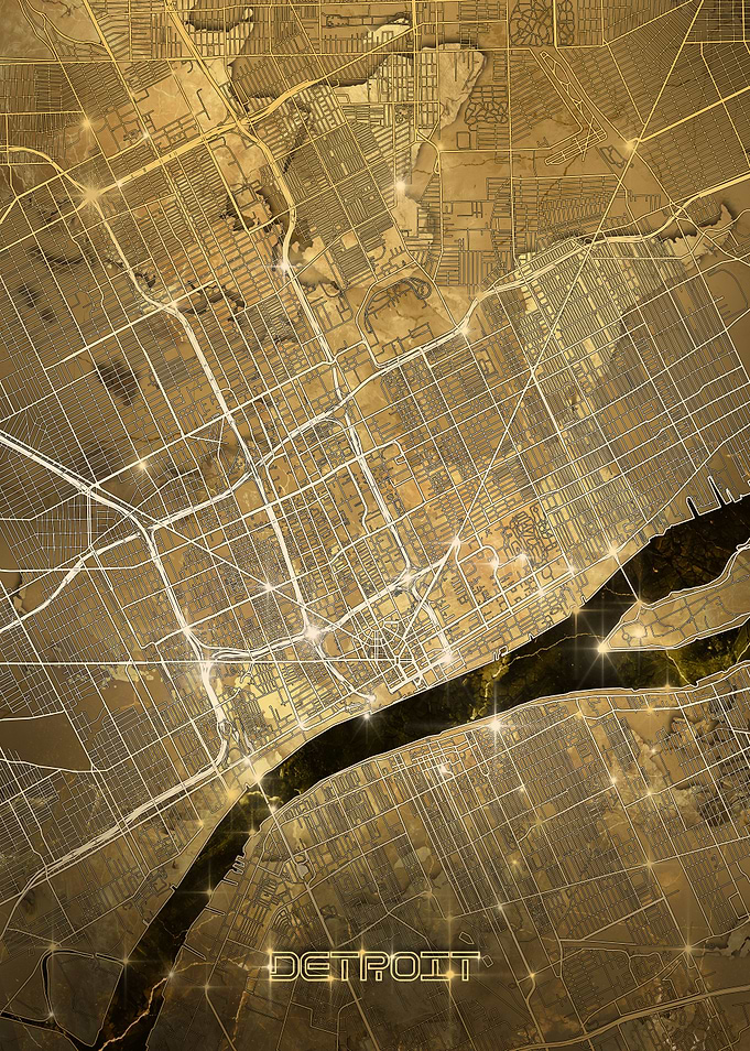 detroit map gold