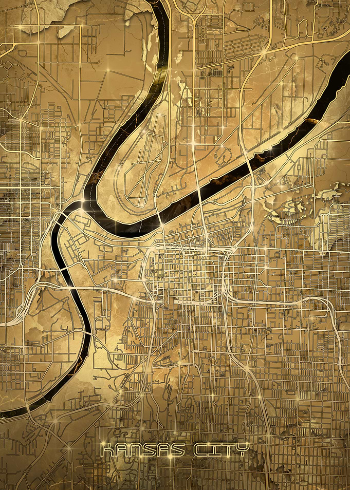 kansas city map gold