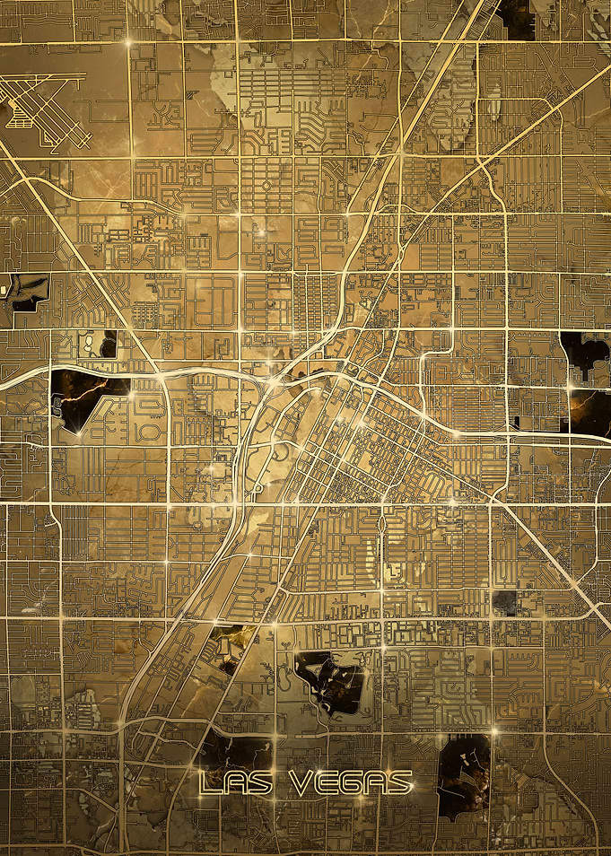 las vegas map gold