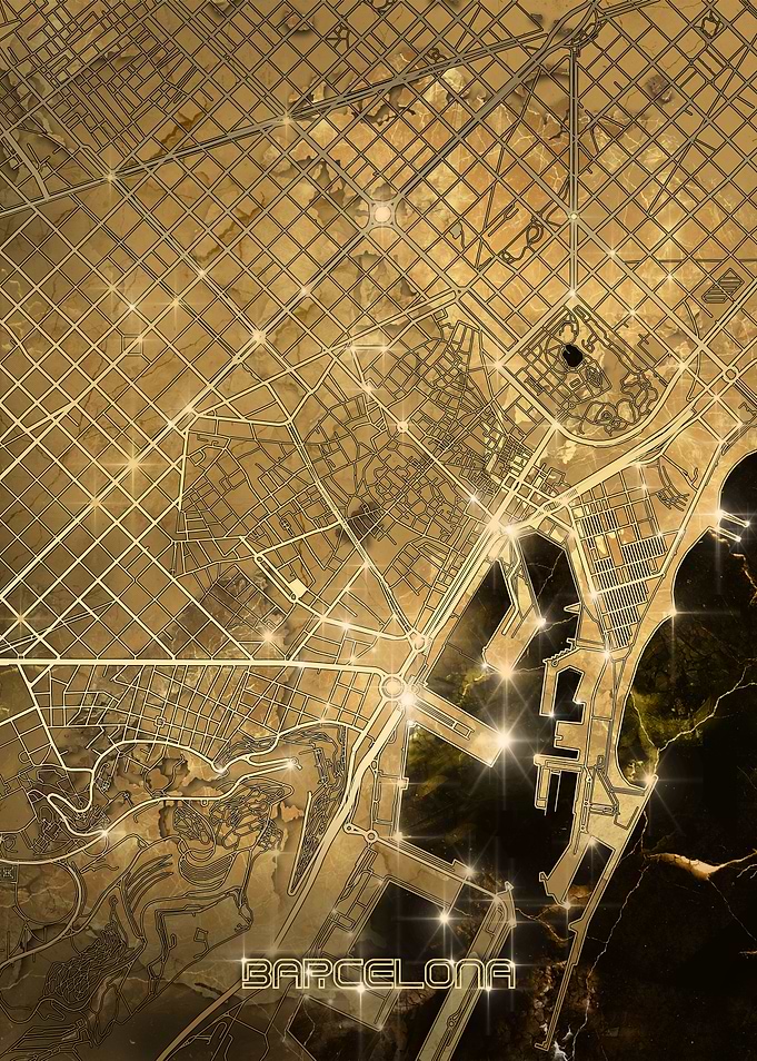 barcelona map gold