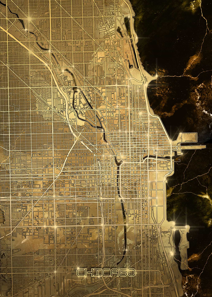 chicago map gold