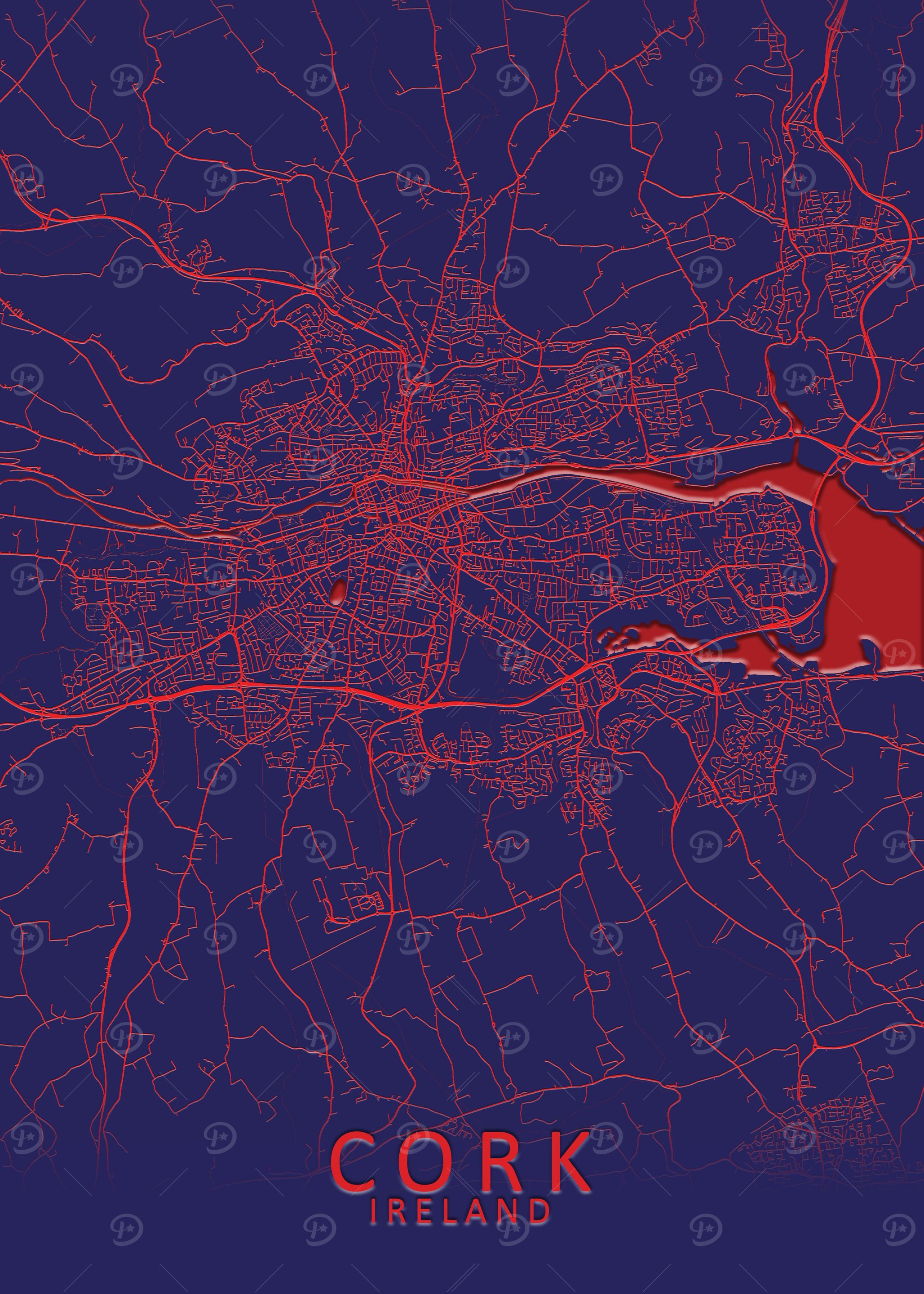 Cork Blue City Map