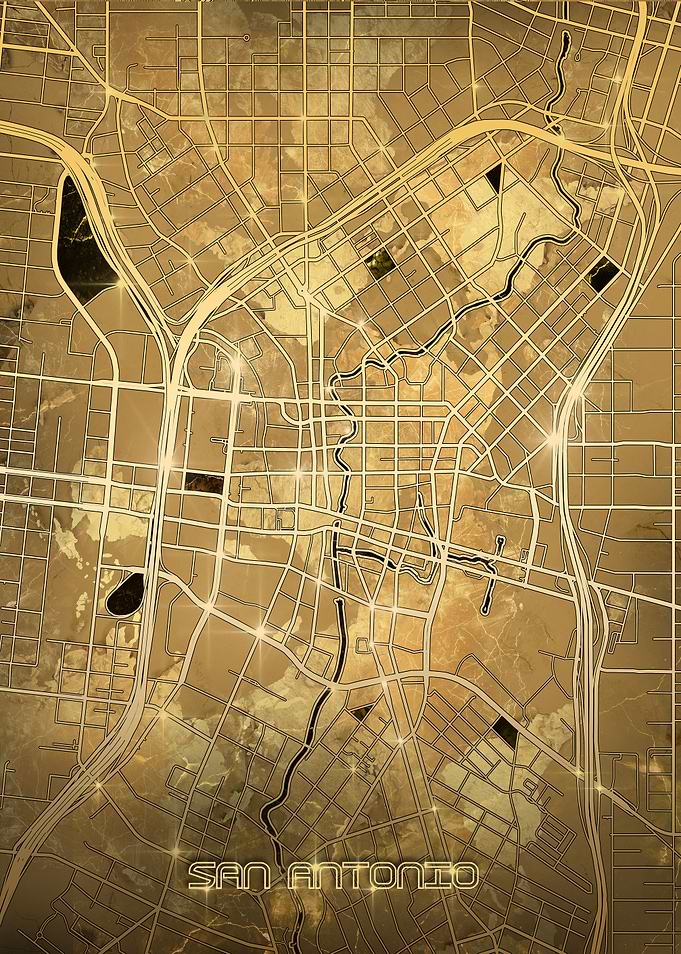 san antonio map gold
