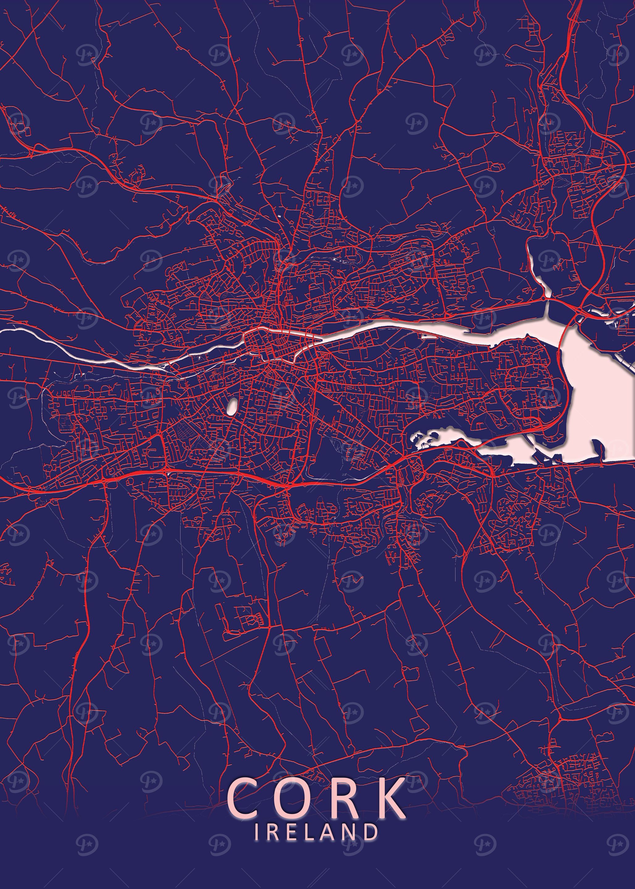 Cork Blue City Map