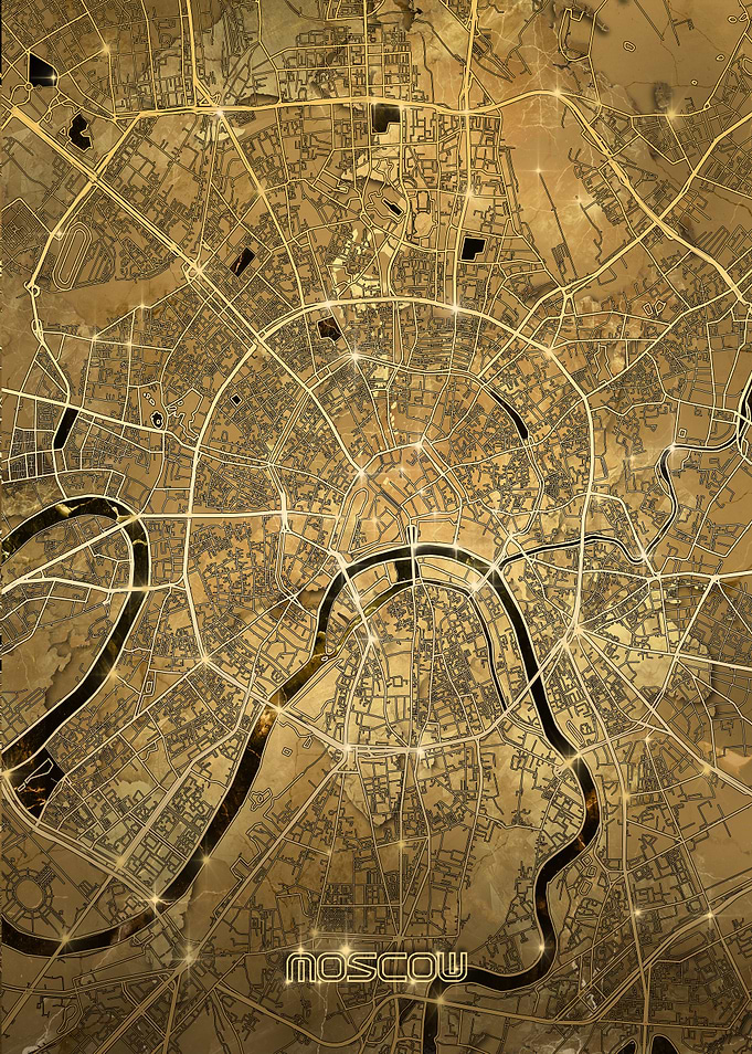 moscow map gold