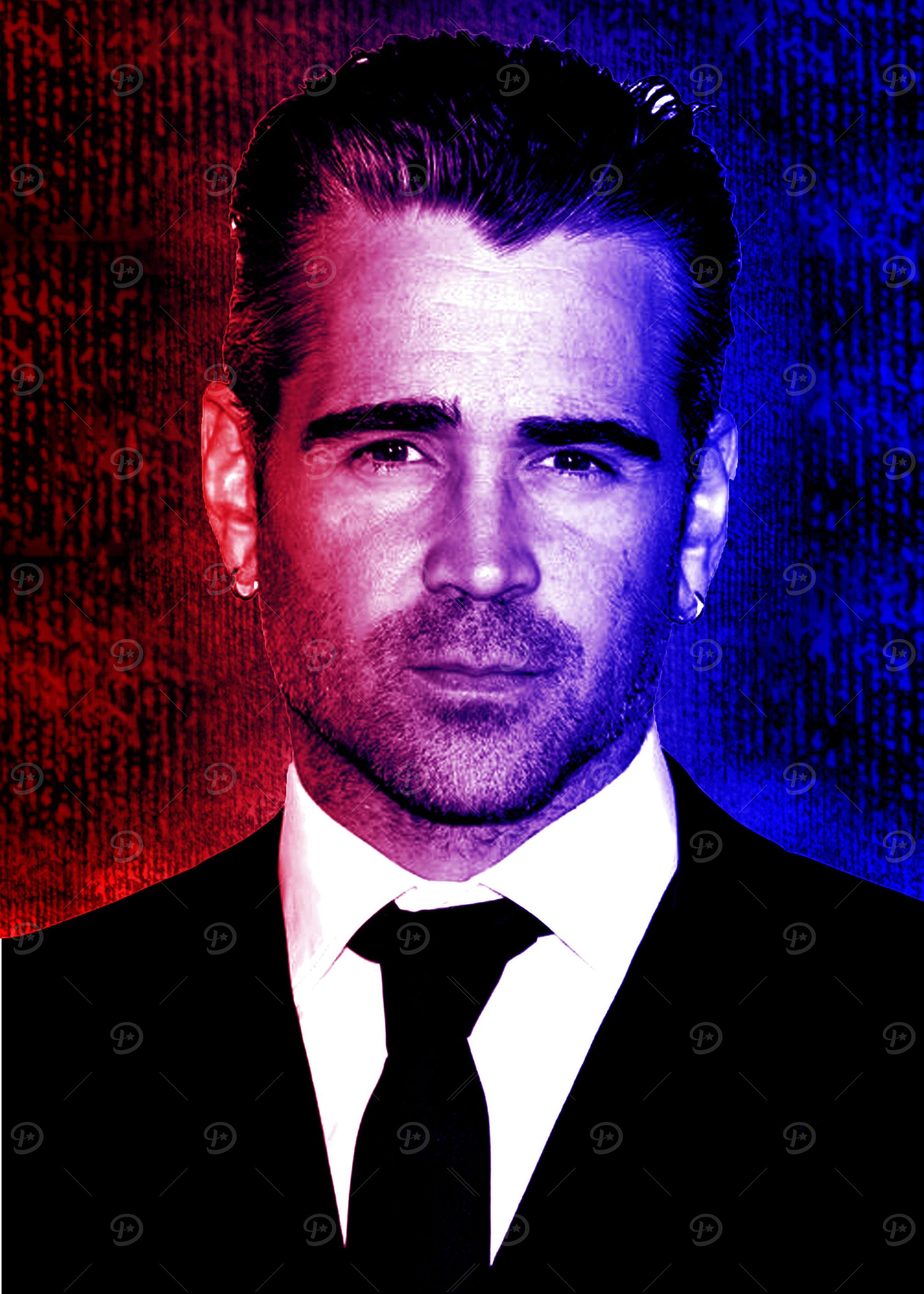 Collin Farrell blue red