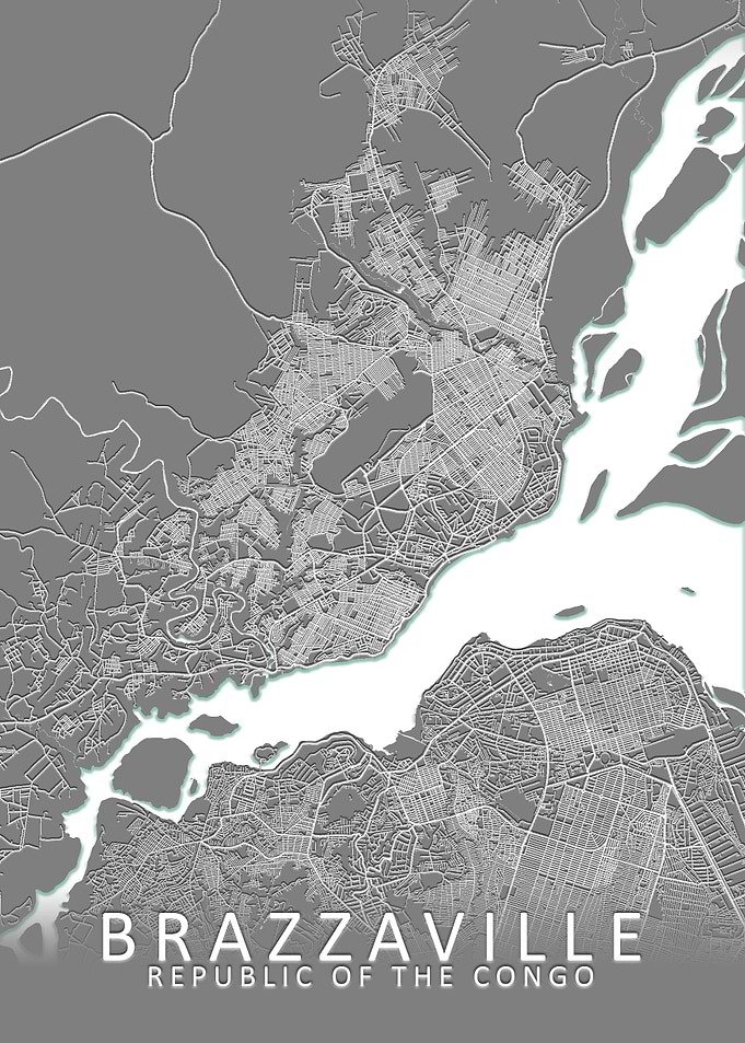 Brazzaville Grey City Map