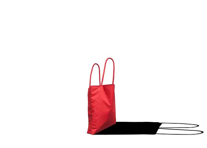 red shopping bag on white