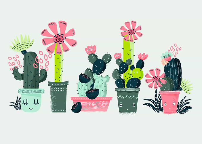 Cacti on Green