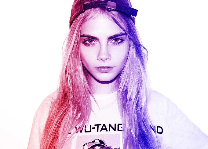 Cara Delevinge blue red