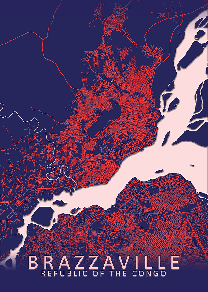 Brazzaville Blue City Map