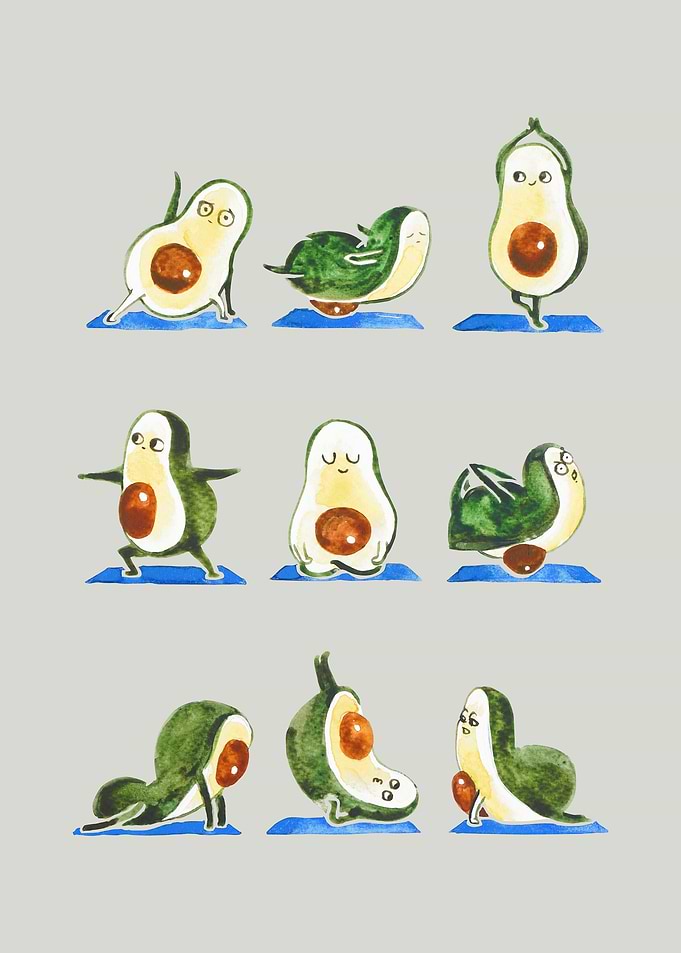 Avocado Yoga Watercolor