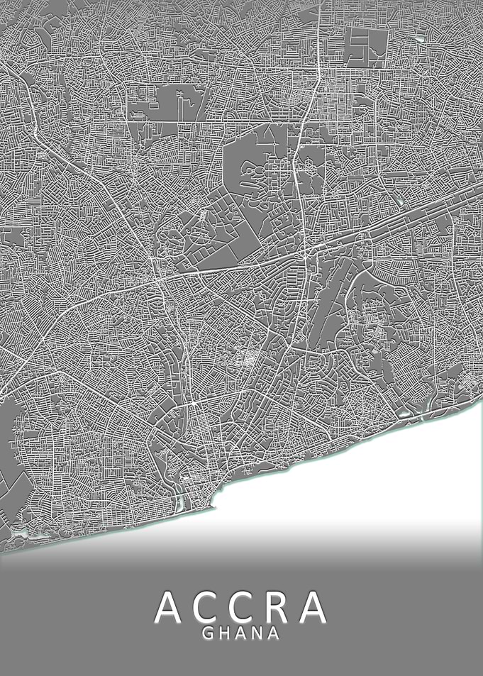 Accra Grey City Map