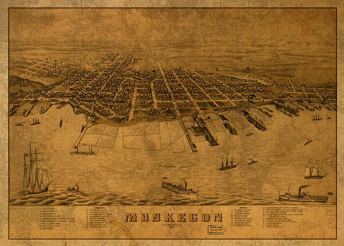 Muskegon Michigan Map 1874