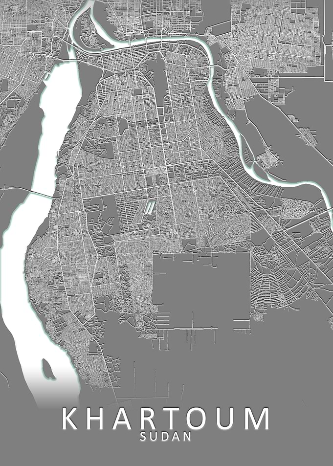 Khartoum Grey City Map