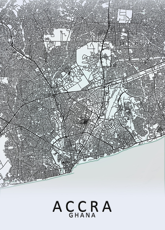 Accra White City Map