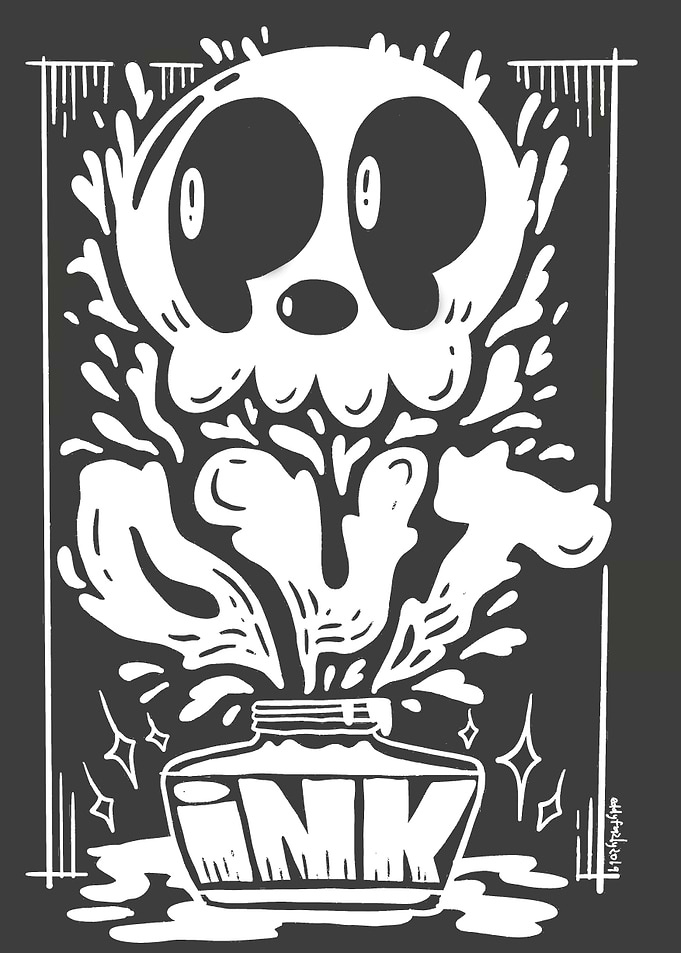 Skull Pop Out from Ink