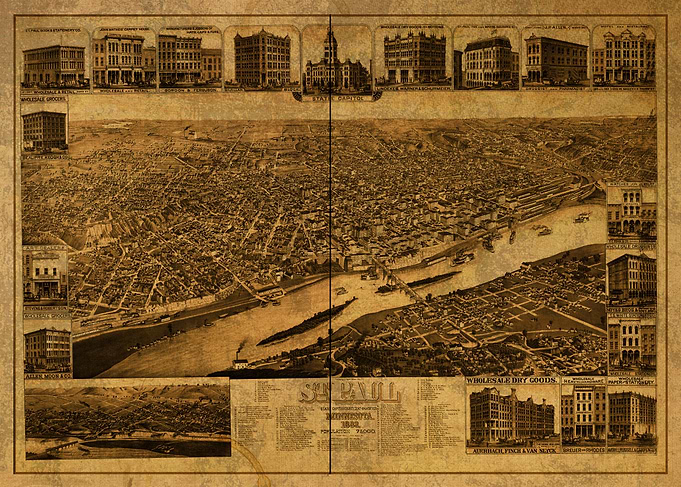 St Paul Minnesota Map 1883